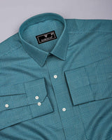 Slyron Aqua Green Houndstooth Premium Giza Shirt