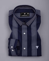 Slug Blue With White Twill Stripe Premium Giza Shirt