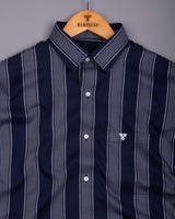 Slug Blue With White Twill Stripe Premium Giza Shirt