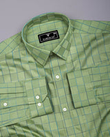 Grelyn Green With Blue Check Premium Gizza Cotton Shirt