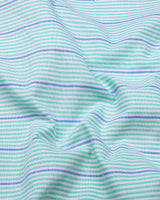Mintone Green With Blue Stripe Oxford Cotton Shirt