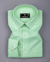 Tropsin Light Green Houndstooth Dobby Check Premium Giza Shirt