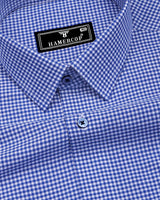 Lolo Navy Blue With White Small Check Oxford Cotton Shirt