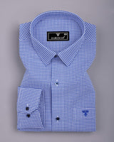 Lolo Navy Blue With White Small Check Oxford Cotton Shirt