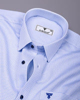 Arix Blue Small Graph Check Premium Giza Shirt