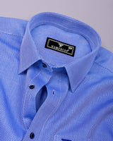 Glorix Blue Jacquard Premium Giza Shirt