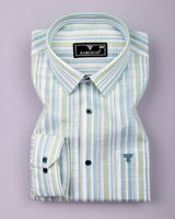 Lorix Light Green Multi Stripe Linen Cotton Shirt