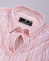 Lorix Orange Multi Stripe Linen Cotton Shirt