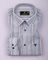 Brion Cream Multi Stripe Linen Cotton Shirt