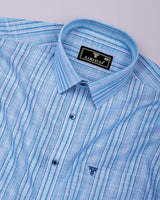 Brion Blue Multi Stripe Linen Cotton Shirt