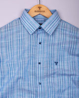 Brion Blue Multi Stripe Linen Cotton Shirt