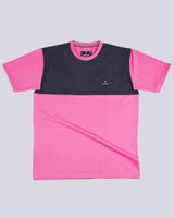 Rose Pink With Black Pique Pima Designer T-Shirt