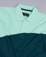 Seafoam Green With Peacock Blue Pique Pima Designer T-Shirt