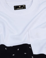 Black With White Lightning Bolt Printed Pique Pima Designer T-Shirt