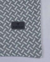 White With Grey Geomatric Pattern Pique Pima Designer T-Shirt