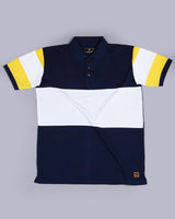 Ultra NavyBlue With White Pique Pima Designer T-Shirt