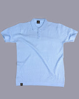 Merine SkyBlue Knitted Cotton Polo T-Shirt