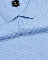 Merine SkyBlue Knitted Cotton Polo T-Shirt