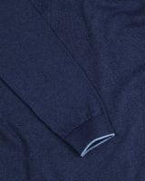 Vibrant Navyblue Melange Knitted Cotton Full Sleeves T-Shirt