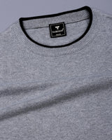 Vibrant Gray Melange Knitted Cotton Full Sleeves T-Shirt