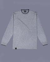 Vibrant Gray Melange Knitted Cotton Full Sleeves T-Shirt