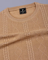 Triton Camel Cream Knitted Cotton T-Shirt