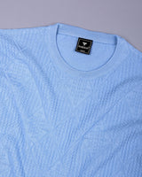 Lisson Ice Blue Knitted Cotton T-Shirt