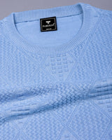 Lisson Ice Blue Knitted Cotton T-Shirt