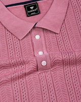 Binasco Onion Pink Knitted Cotton Polo T-Shirt
