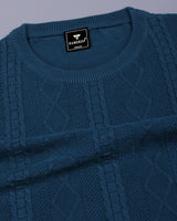 Triton Peacock Blue Knitted Cotton T-Shirt