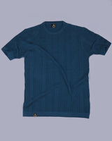 Triton Peacock Blue Knitted Cotton T-Shirt