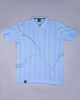 Binasco Ice Blue Knitted Cotton Polo T-Shirt