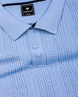 Binasco Ice Blue Knitted Cotton Polo T-Shirt