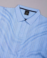 Binasco Ice Blue Knitted Cotton Polo T-Shirt