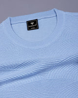 Loreto Ice Blue Knitted Cotton T-Shirt