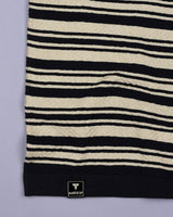 Tuzon Black Stripe Knitted Cotton T-Shirt
