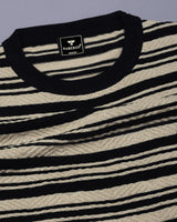 Tuzon Black Stripe Knitted Cotton T-Shirt