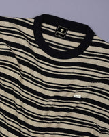 Tuzon Black Stripe Knitted Cotton T-Shirt