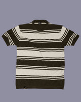 Mexico Green With Dust White Stripe Knitted Cotton T-Shirt