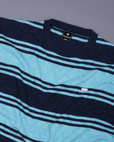Mexico AquaBlue Multi Stripe Knitted Cotton T-Shirt