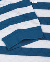 Steel Blue Hexagon Pattern Knitted Cotton T-Shirt