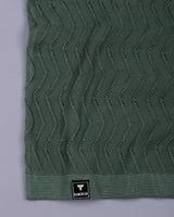 Eclipse Green Knitted Cotton Zipper Polo T-Shirt