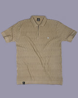 Eclipse Cream Knitted Cotton Zipper Polo T-Shirt