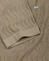 Eclipse Cream Knitted Cotton Zipper Polo T-Shirt