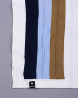 Blue With White Candy Stripe Knitted Cotton Polo T-Shirt