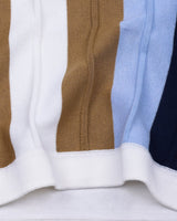 Blue With White Candy Stripe Knitted Cotton Polo T-Shirt