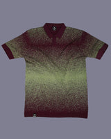 Green Sprinkle With Maroon Knitted Cotton Polo T-Shirt