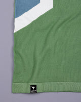 Vision Green With Blue Knitted Cotton Designer Polo T-Shirt