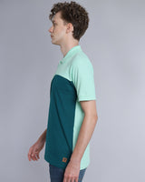 Seafoam Green With Peacock Blue Pique Pima Designer T-Shirt