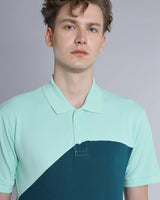 Seafoam Green With Peacock Blue Pique Pima Designer T-Shirt